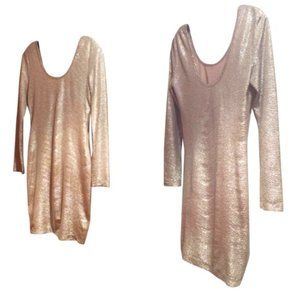 BCBGeneration Scoop Neck Metallic Gold Dress